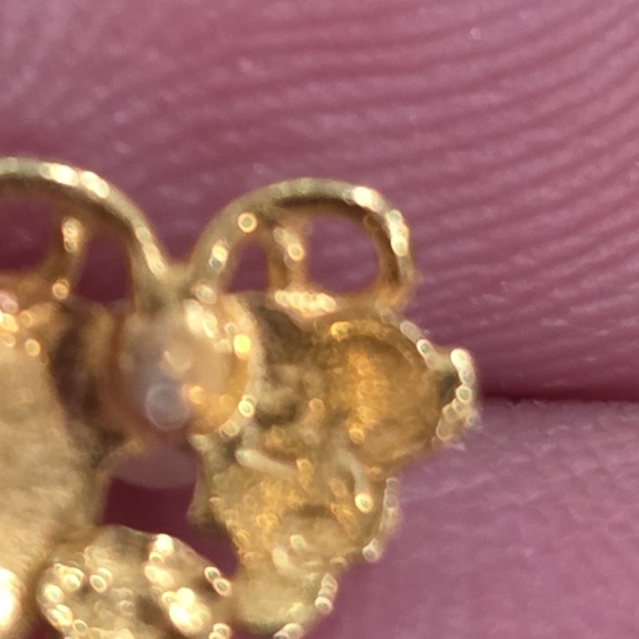 12K Gold Marked-Black Hills Gold Leaf and Faux Pearl Earrings - Picture 7 of 7